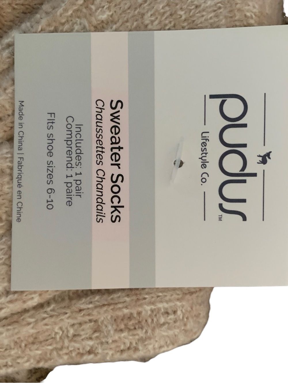 NWT Pudus Beige Knit Over The Knee Sweater Socks 21” compression socks